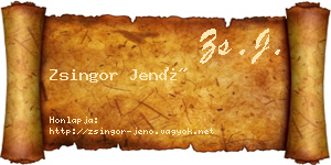Zsingor Jenő névjegykártya